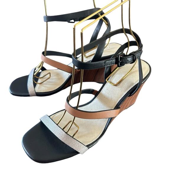 Sanctuary Wink Leather Ankle Strap Wood Grain Wedge Sandals NEW 10 - Picture 6 of 11